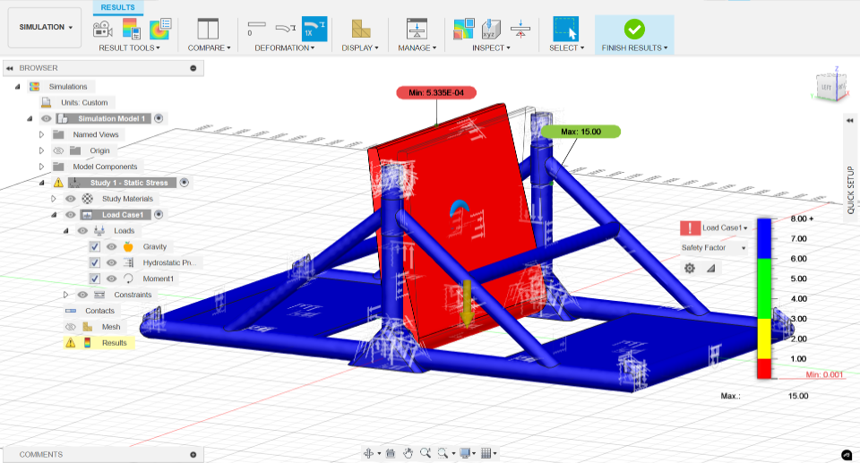 Structural simulation of the WECDesal frame in Fusion